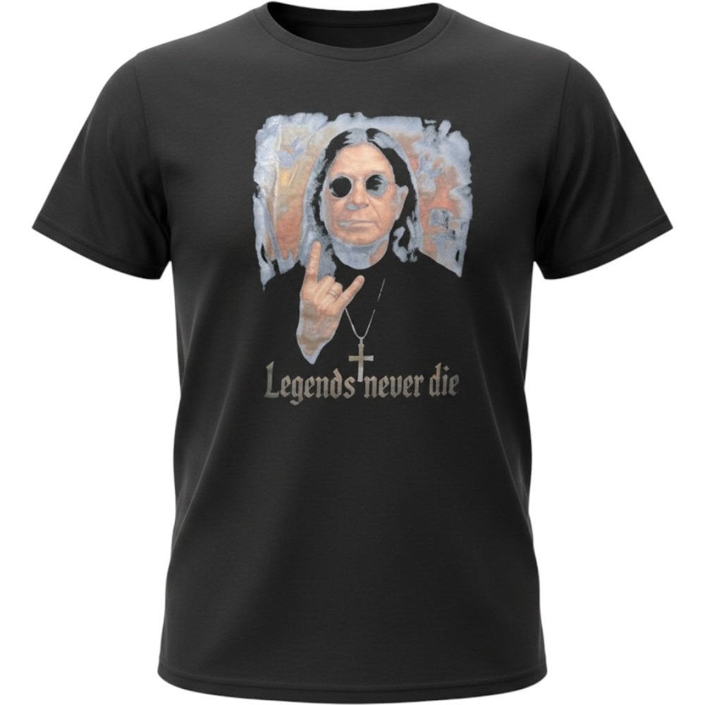 Ozzy Osbourne Legends Never Die‎ Graphic T-Shirt Black Mens 3XL Heavy Metal Rock